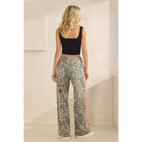 Leopard Printed Striped Wide Legged Pants