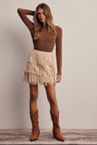 Fringe Stretch Faux Suede Mini Skirt