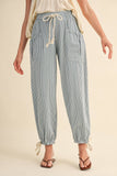 Denim Striped Parachute Pants