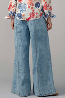 Wide Leg Drawstring Western Pants