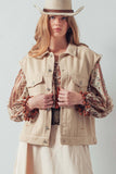Western Sunset Embroidered Denim Vest