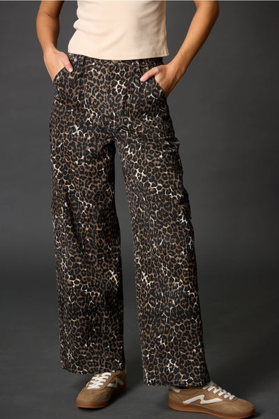 Leopard Print Wide Leg Jeans