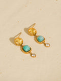 Liberté 18K Gold Non-Tarnish Green Stone Drop Earrings