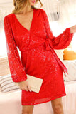 Melany Balloon Sleeve Cocktail Dress (Red or Black)