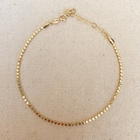 18k Gold Filled 2.0mm Flat Ball Gracie Chain Anklet