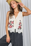 Eyelet Boho Embroidery Cotton Vest