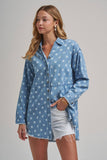 Melodie Chambray Polka Dot Top