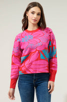 Zinnia Floral Gathered Shoulder Sweater