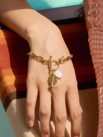 Bone 18K Gold Non-Tarnish Fishbone Shell Chain Bracelet