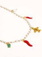 Praiano 18K Gold Non-Tarnish Pepper Charm Pearl Necklace