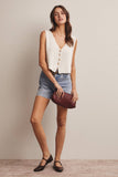 Button-Front Knit Vest Top