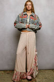 Beaded Embroidered Waist Tab Denim Jacket