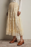Tiered Lace Midi Skirt