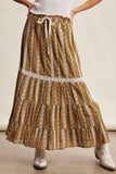 Embroidered Tiered Maxi Skirt