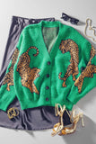 Tiger Jacquard Knit Sweater (Navy, Emerald)