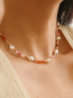 18K Josephine Bohemian Handmade Rose Pearl and Bead Necklace