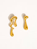 Roma 18K Gold Non-Tarnish Mismatch Melted Earring