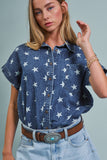 Star Print Button Down