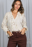 3D Floral Karlie 100% Cotton Blouse (2 Colors!)