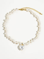 Agape 18K Gold- Natural Pearl Heart Choker