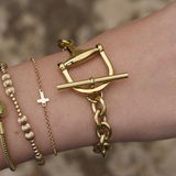 Equestrian Horse Bit Toggle Bracelet 18K Gold Non Tarnish Classic