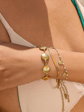 Citrina 18K Gold Non-Tarnish Seashell Charm Chain Bracelet