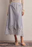 Alora Lace Hem Satin Skirt (Mocha or Slate Blue)