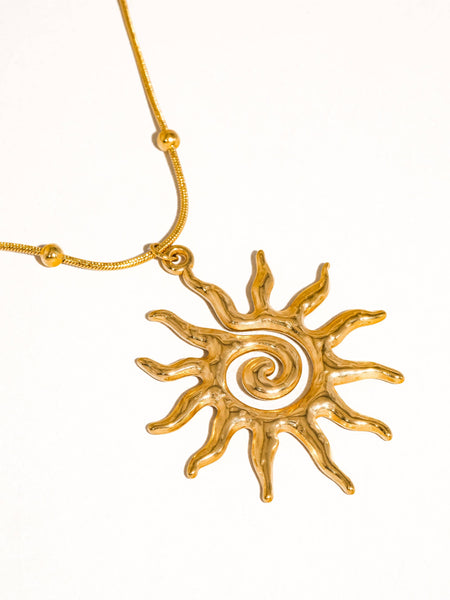 Taiyo 18K Gold Non-Tarnish Boho Sun Necklace: Yellow Gold