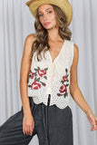 Eyelet Boho Embroidery Cotton Vest