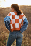 Checker Denim Cardigan