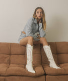 The Ainsley White | Embroidered Cowboy Western Boot