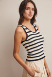Striped Crochet Knit Tank (Navy or Green)