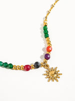 Olimpia 18K Gold Sun Necklace with Beads: Multi-Colored