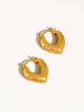 Desi 18K Gold Star CZ Heart Hoop Earring