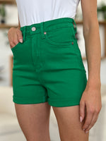 Judy Blue Tummy Control Green Denim Shorts (Website Exclusive)