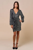 Sequin Front Twist Mini Dress