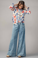 Wide Leg Drawstring Western Pants