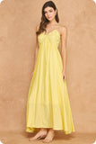 Woven Lattice Bodice Sleeveless Maxi Dress (Custard Yellow or Pacific Blue)