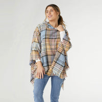 Copacabana Hooded Plaid Poncho