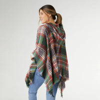 Copacabana Hooded Plaid Poncho