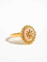 Rose 14K Gold Adjustable Round Stone Ring