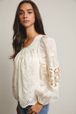 Lace Boho Blouse (Black or Ivory)