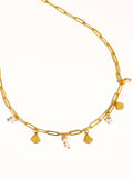 June 18K Gold Non-Tarnish Seashells Charm Necklace