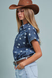 Star Print Button Down