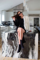 Harmony Faux Fur Yin-Yang Jacket in Noir et Blanc