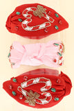 Christmas Candy Cane Heart Top Knotted Headband