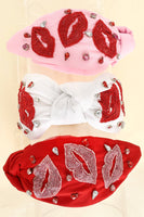 Valentine's Day Lips Pattern Beaded Headband