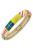 Triple Crown Jockey Silks Enamel Sculpted Hinge Bangle