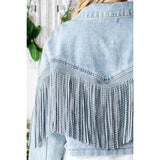 Nashville Rhinestone Fringe Denim Moto Jacket