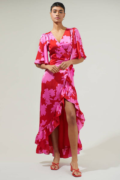 Burning Love Abelia Hi-Low Maxi Wrap Dress